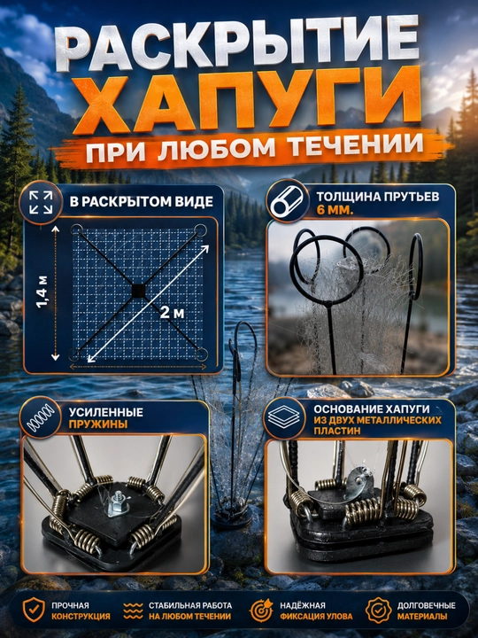 Подсачок для ловли рыбы, сгибаемый, с телескопической ручкой