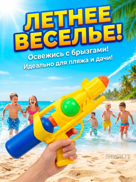 Игрушечный водяной пистолет для детей –мощный распылитель воды, цвет без возможности выбора