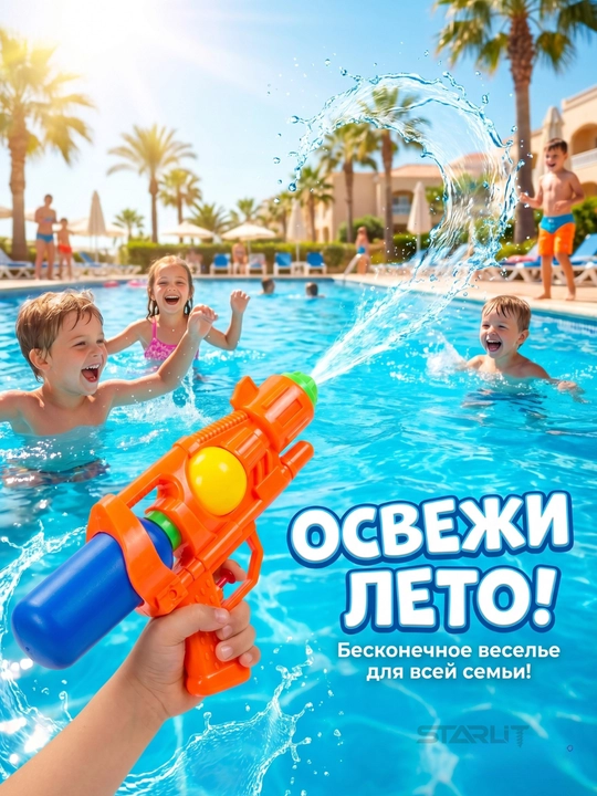 Игрушечный водяной пистолет для детей –мощный распылитель воды, цвет без возможности выбора
