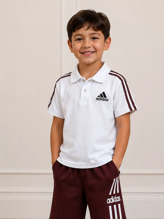 Erkaklar sport to‘plami - polo futbolkasi va Adidas uslubidagi shortiklar