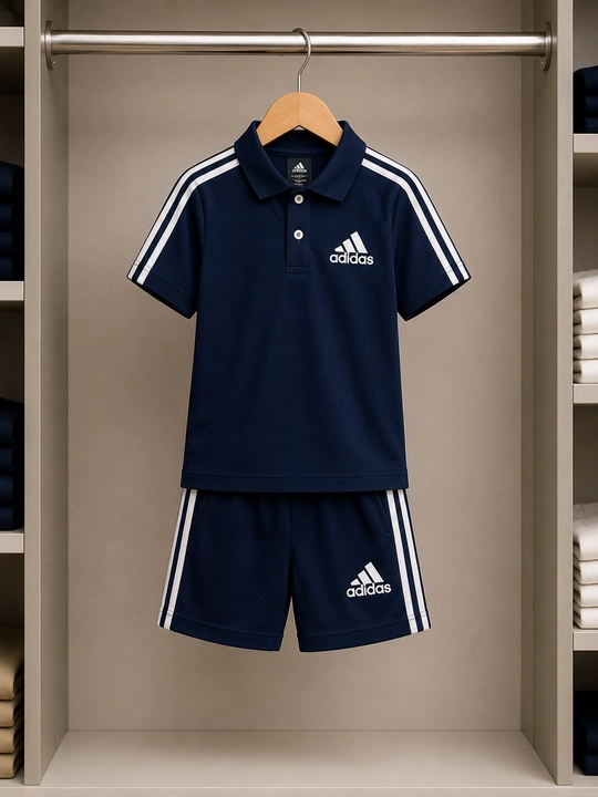 Erkaklar sport to‘plami - polo futbolkasi va Adidas uslubidagi shortiklar
