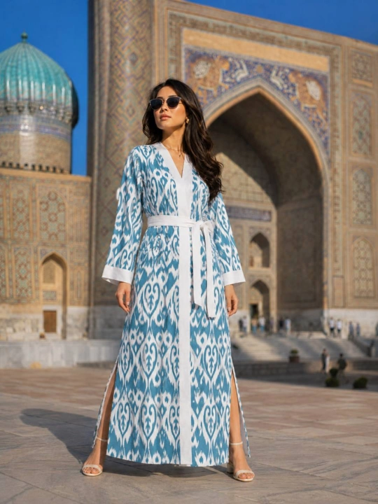 Ayollar uchun uzun lion matoli xalat, zamonaviy kimono uslubidagi elegant libos 44-50 - 