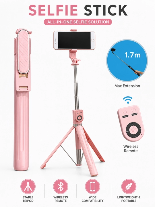 P87-TC Selfie Stick Tripod — премиальная селфи-палка 1.7 м с Bluetooth пультом