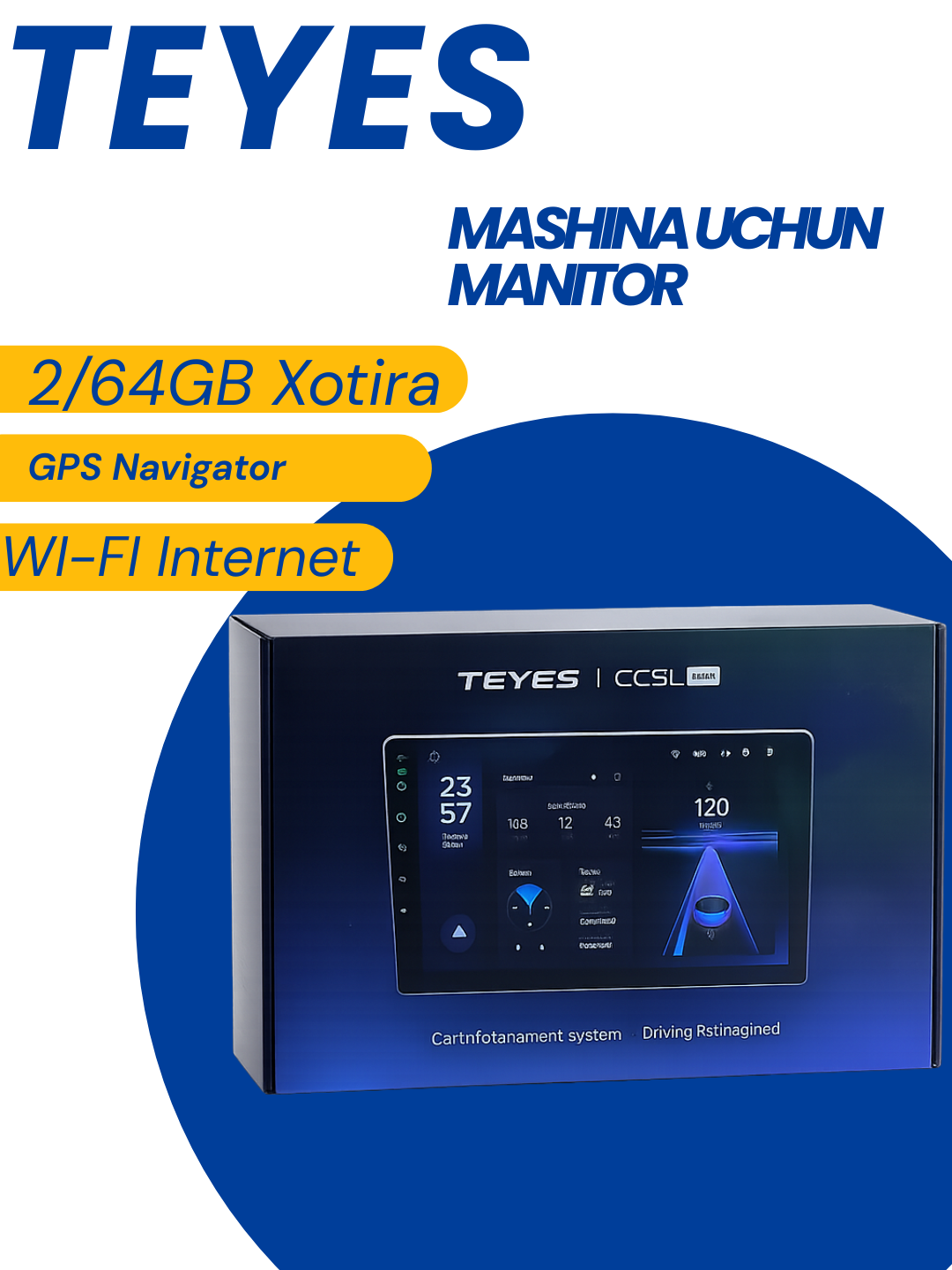 "Teyes CC3L WIFI" avtomobil monitori Cobalt, Nexia 3, Gentra uchun, ramka va shteker bilan