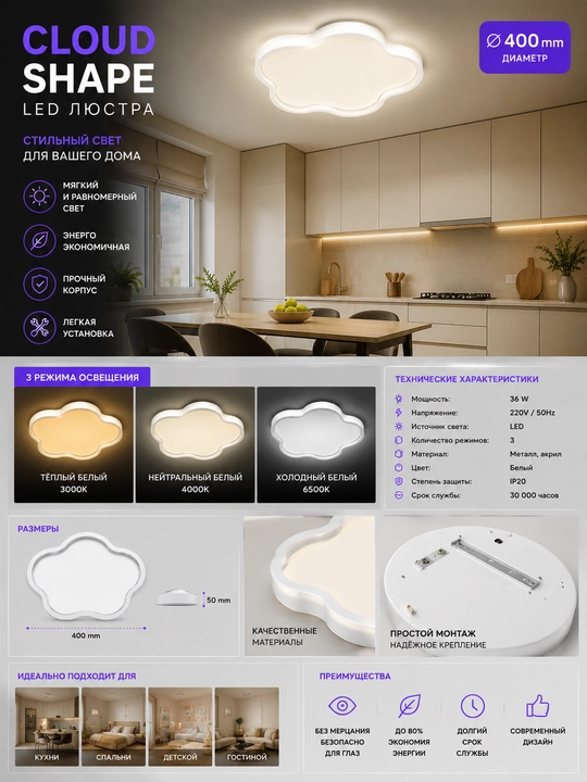 Cloud Shape LED люстра