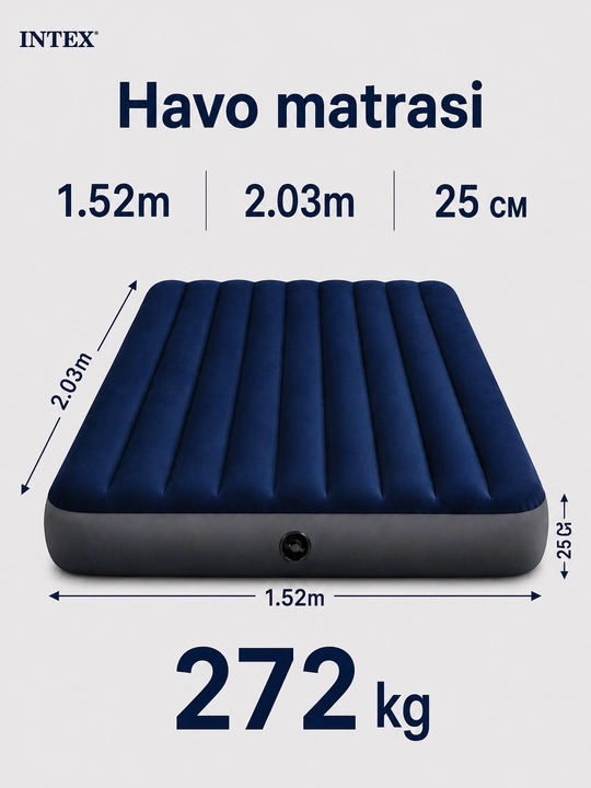 Havo matrasi, Intex matras, puflanadigan matras, camping matras, uyqu matrasi