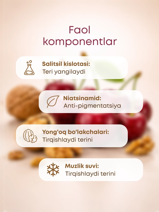 Гель-скраб для душа OLLEE Golden Cherry 420 мл с ароматом вишни для очищения и ухода