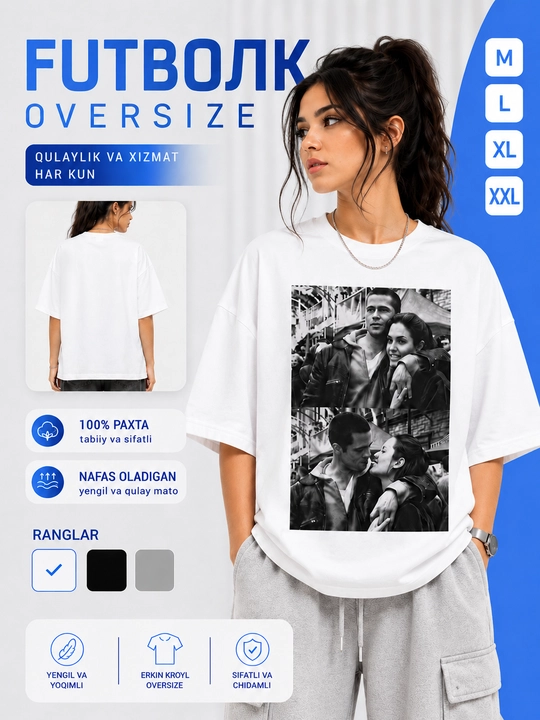 Ayollar futbolkasi, oversayz, paxta, yozgi  - 