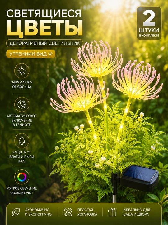 Quyoshdan quvvat oluvchi dekorativ bog‘ chirog‘i