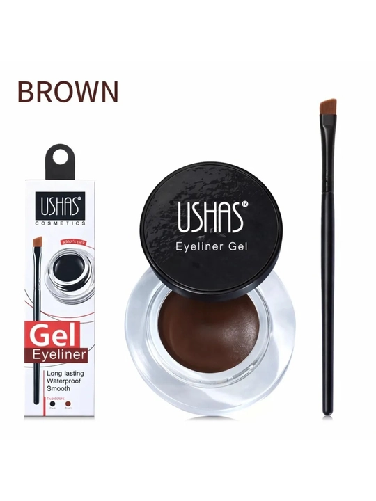 Гелевая подводка для глаз и бровей USHAS, водостойкий gel eyeliner, коричневая
