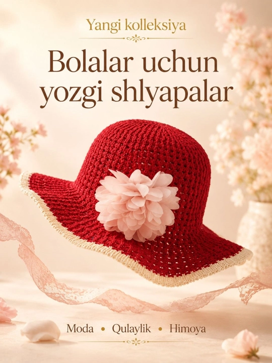 4-8 yoshli qizlar uchun yozgi premium shlyapa – yengil va nafas oluvchi panama