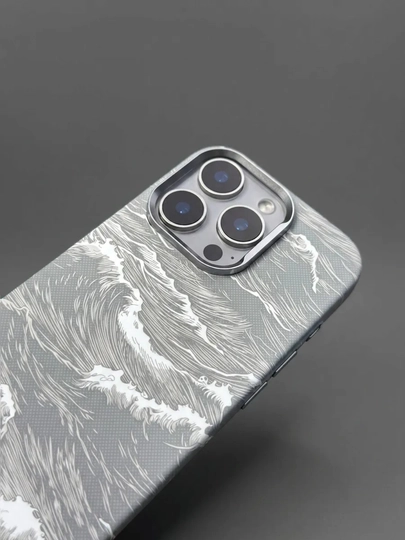 Чехол Luxo Karbon с волнистым морским декором для iPhone 11–17 Pro, Pro Max, Air