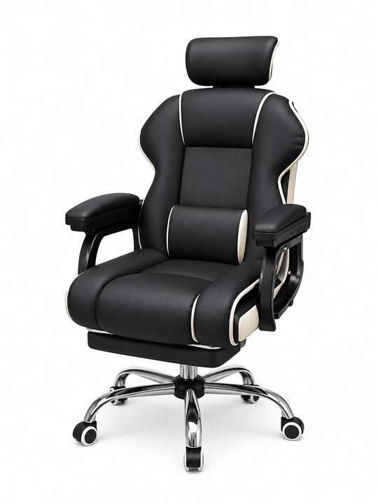 Kreslo, ergonomik oq-qora, bosh suyanchiqli