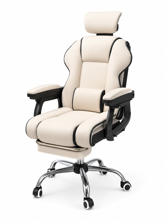 Kreslo, ergonomik oq-qora, bosh suyanchiqli