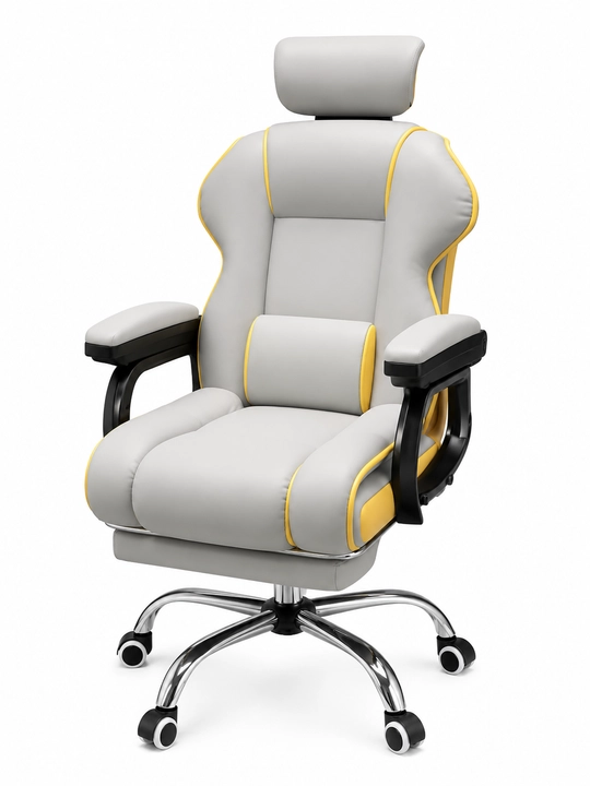 Kreslo, ergonomik oq-qora, bosh suyanchiqli