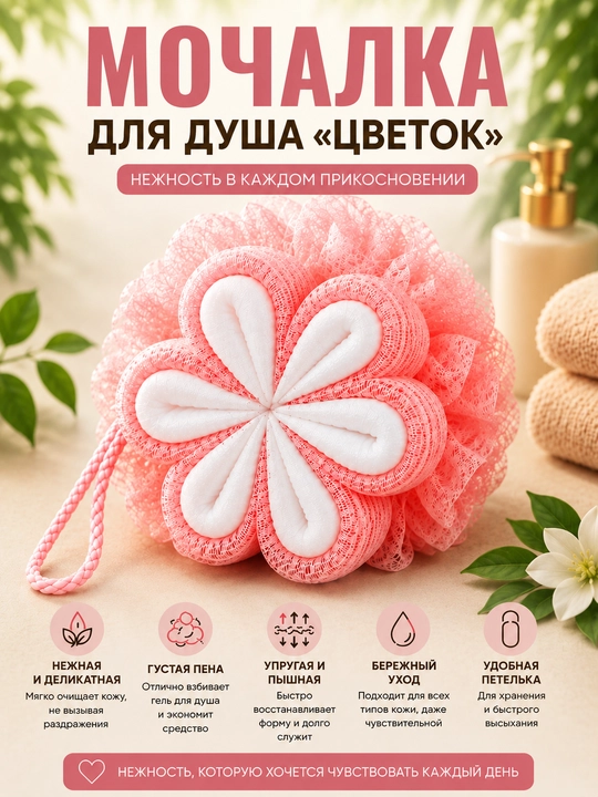 Мочалка для душа, мягкая мочалка, банная мочалка, мочалка для тела, сетчатая мочалка - 