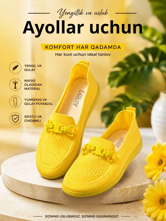 Ayollar va qizlar uchun sliponlar, yoz uchun qulay, o'lchamlar 36 dan 40 gacha - 