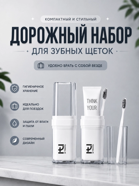 Футляр для зубной щётки, дорожный футляр для щёток, органайзер для зубной пасты - 