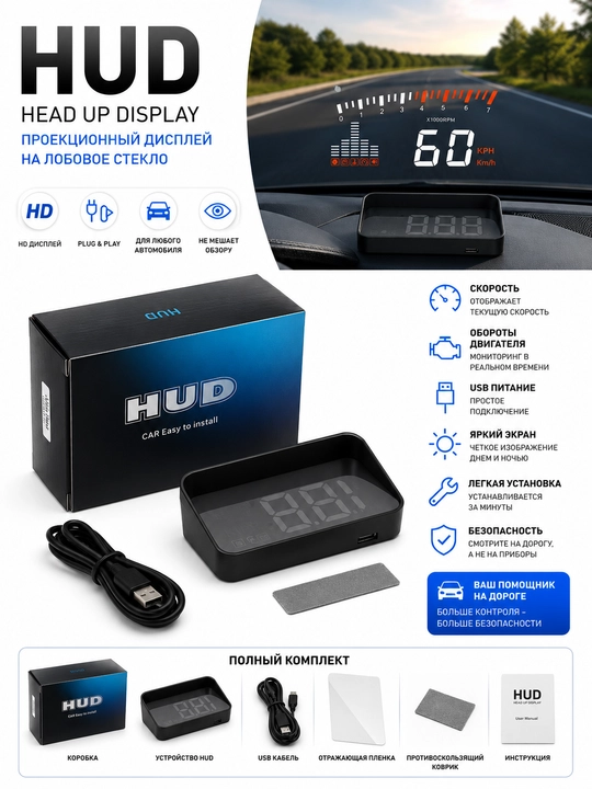 Head Up, old oynaga proyeksiya avtomobil HUD displeyi oynaga tezlik proyektori - 