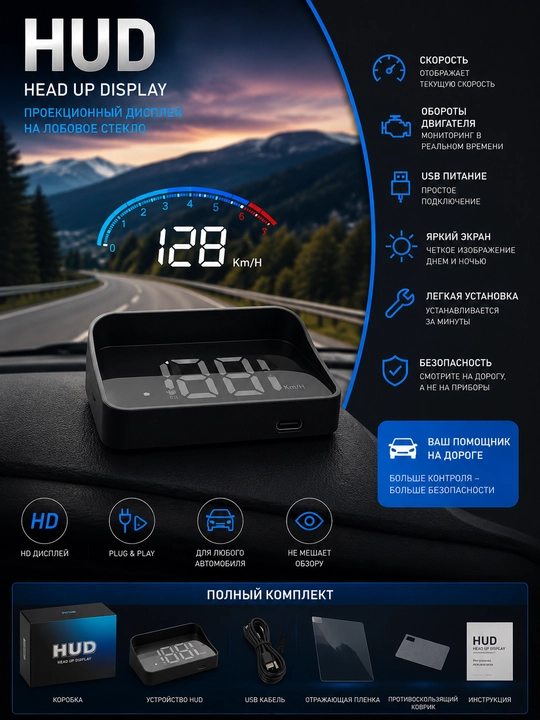 Head Up, old oynaga proyeksiya avtomobil HUD displeyi oynaga tezlik proyektori