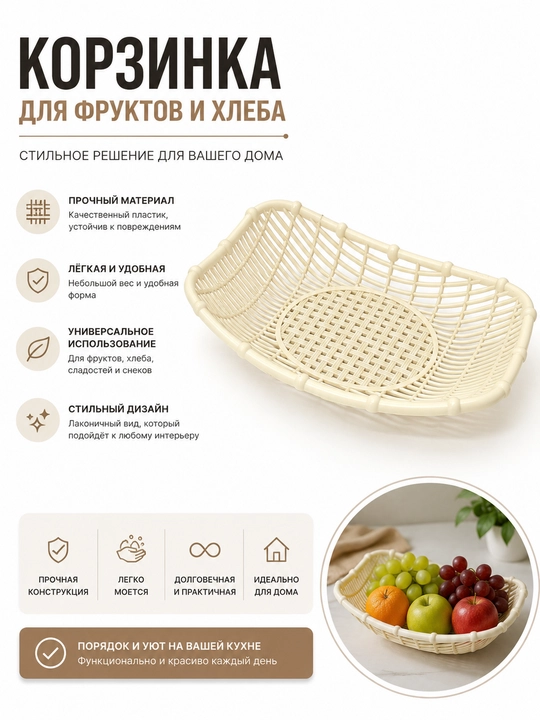 Meva va non uchun savatcha — oshxonangizda tartib va chiroy - 