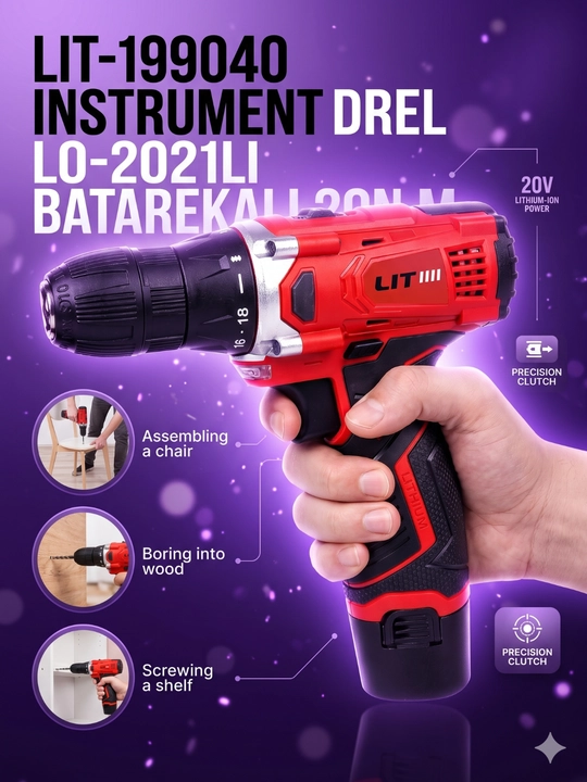 LIT 48V Shurup buragich, zarbaviy buragich, akkumulyator, drel, erkaklar uchun sovg`a - 