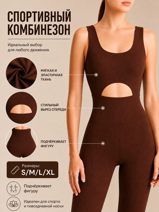 Ayollar sport kombinezon, fitness, yoga uchun jumpsuit, ochiq bel dizaynli, tez quruvchi mato