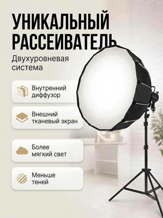 Video va foto uchun stoykali dumaloq softboks