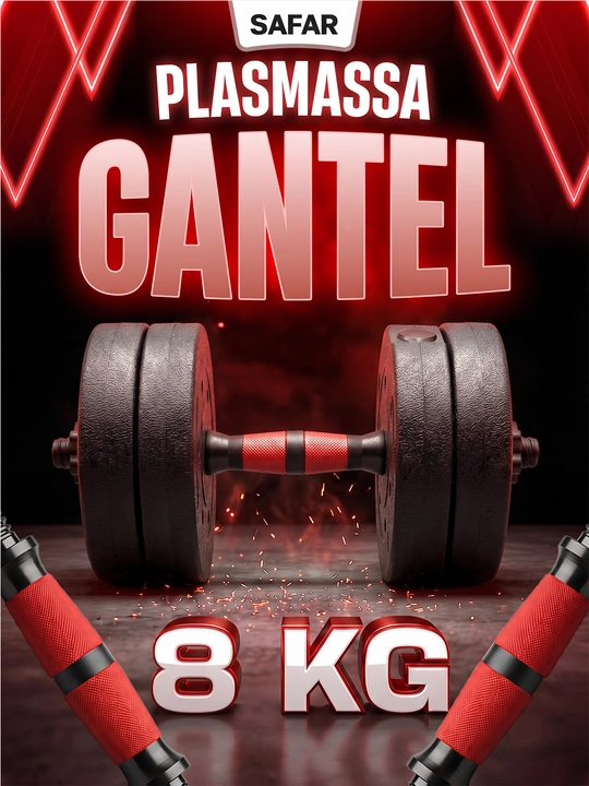 Fitness va kuch ishlatish mashqlari uchun yig'ma gantellar, plastmassa qoplama, 4-14 kg - 