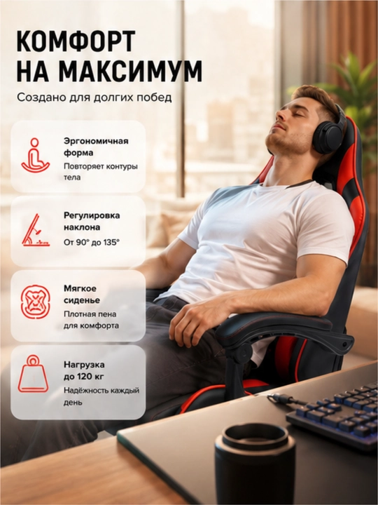 Игровое компьютерное кресло Canyon Core SGCH2, экокожа, подушки мягкие подлокотники 120 кг