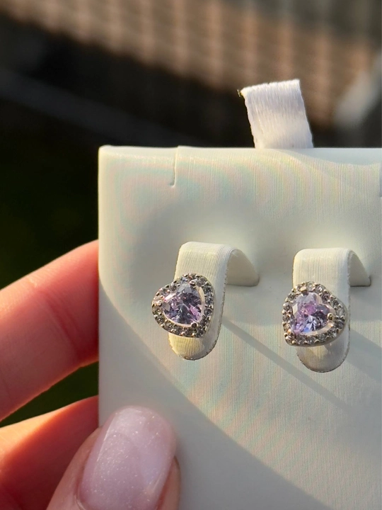 Серьги из серебра 925 пробы с фианитами в форме сердца