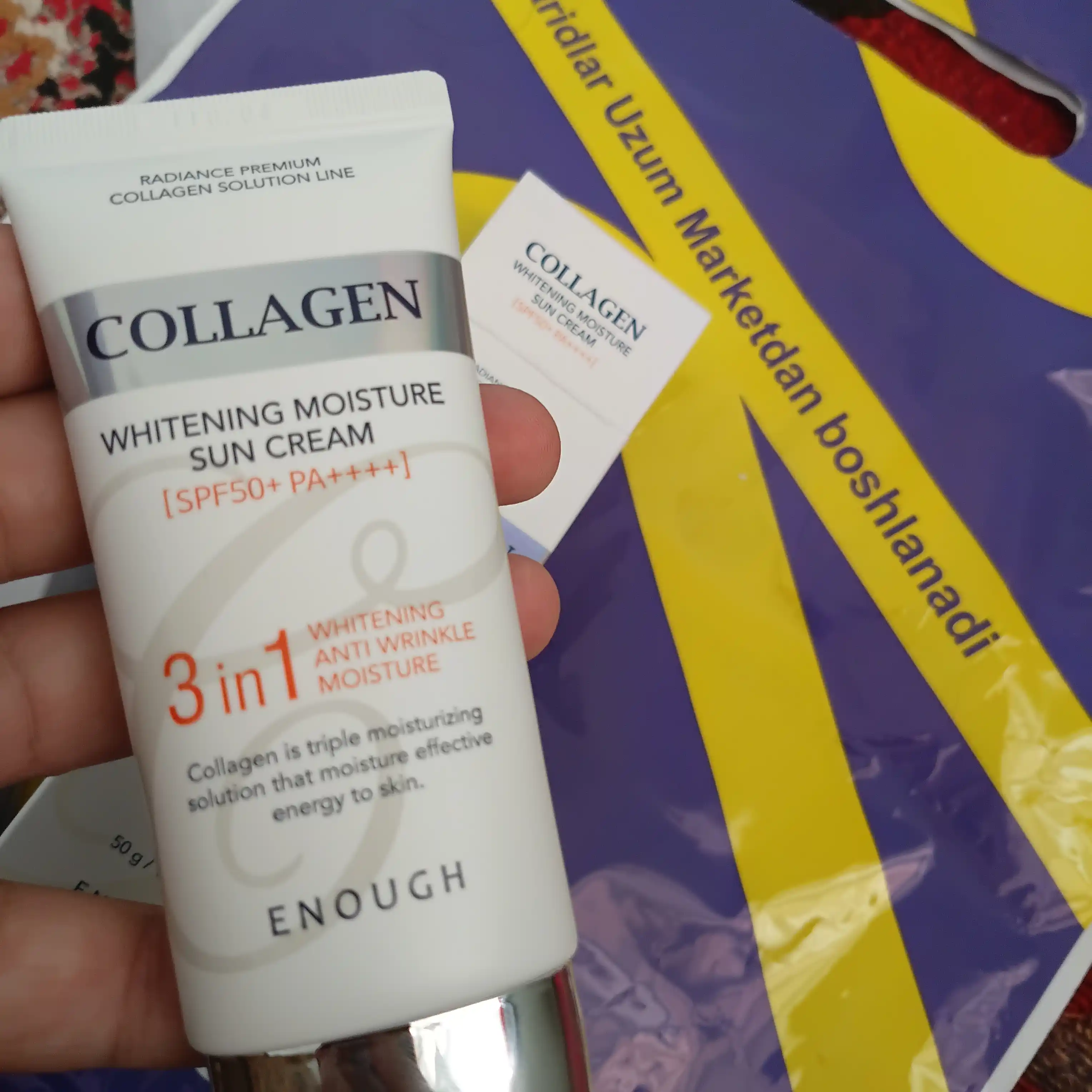 Quyoshdan himoyalovchi krem Enough 3 in 1 Whitening Sun Cream SPF50/PA+++, 50 ml