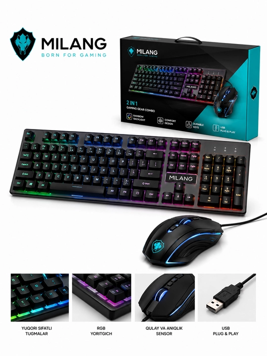 MILANG RGB Gaming Klaviatura va Sichqoncha Komplekti