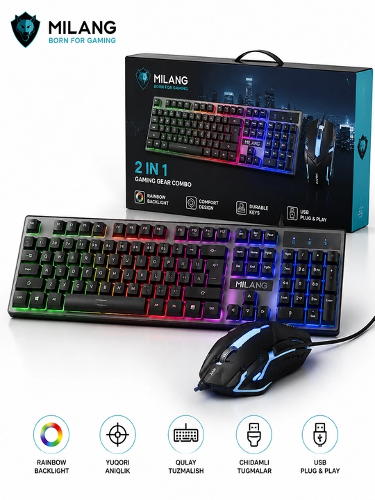 MILANG RGB Gaming Klaviatura va Sichqoncha Komplekti
