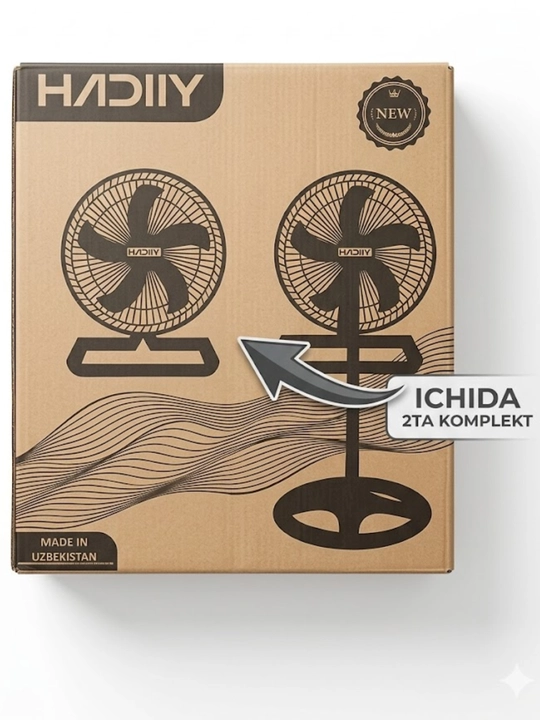 Ventilyator 3v1 pol, stol va devorga osiladigan, 2 komplektli kuchli model