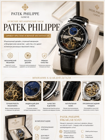 Мужские механические часы PATEK PHILIPPE — МАГЧАС-3А-ЧЕРН