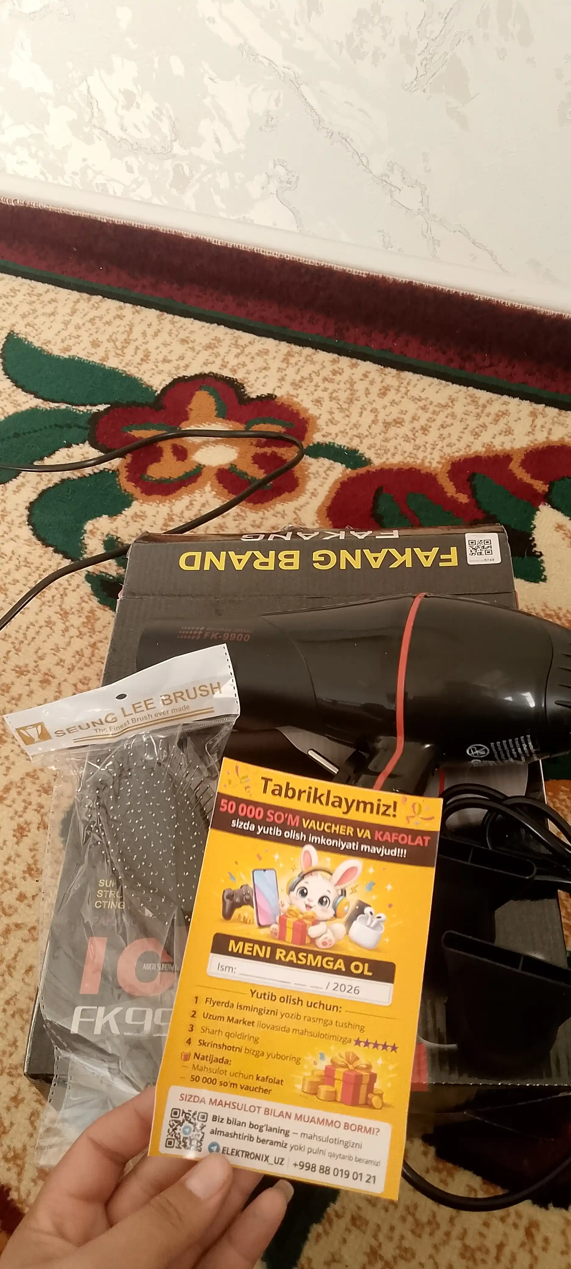 Soch quritish va parvarishlash uchun FaKang ION FK-9900 fen