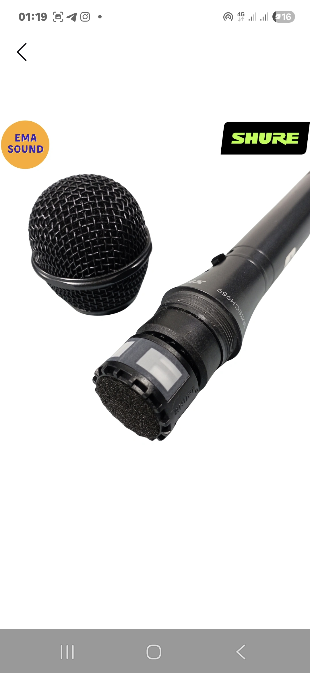 Shure SM-959 professional, simli, dinamik vokal mikrofon