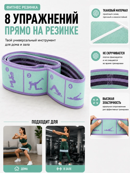 Фитнес резинка, тканевая фитнес резинка, эспандер для ног, резинка для ягодиц