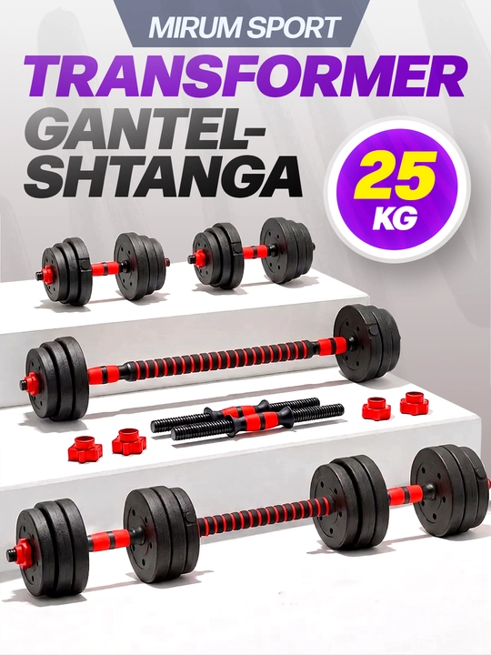 Uy uchun yig'ma sport anjomi: shtanga va gantel to'plami, 10 kg - 40 kg - 