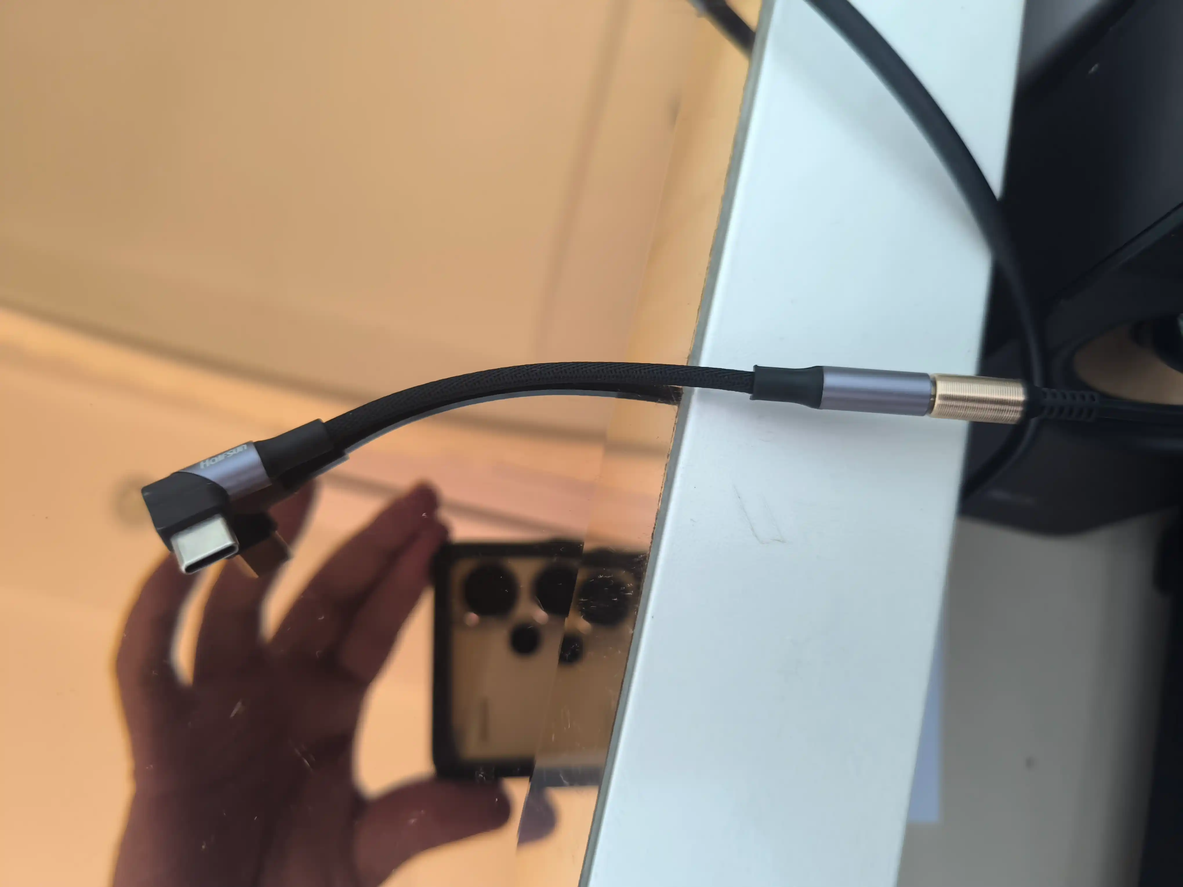 Audio adapter HALFSUN Hi-Fi, Type-C dan 3.5mm AUX ga, DAC chipli, 90° L-simon