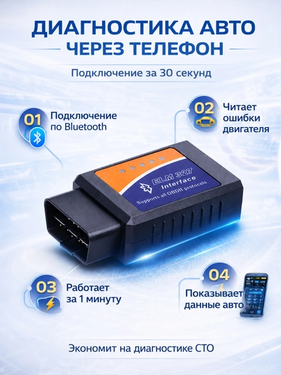 Диагностическое и тестовое устройство ELM327 Bluetooth OBD2 V2.1 считыватель кодов движка — ZTNSKU-OBDII