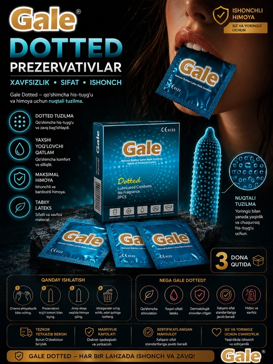 Презервативы GALE Dotted с точечной текстурой для ярких ощущений