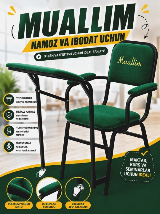 Namoz o‘qish uchun qulay stul Muallim, 170 kg gacha - 