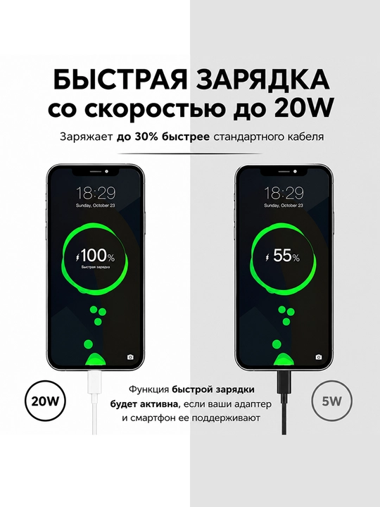 Кабель Type-C и Lightning 6A, кабель для зарядки iPhone, передачи данных