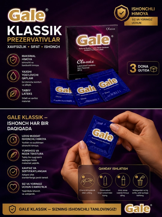 GALE Classic №3 prezervativlari qulaylik va ishonchli himoya
