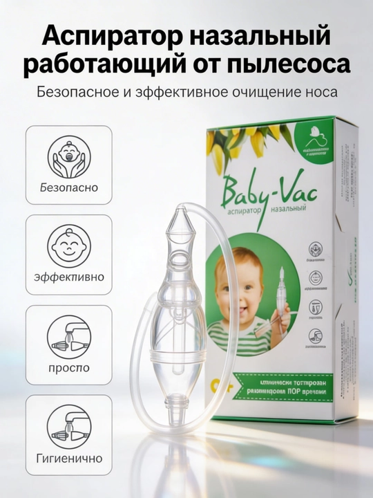 Baby-Vac назальный аспиратор для детей от пылесоса безопасный 0+ - 