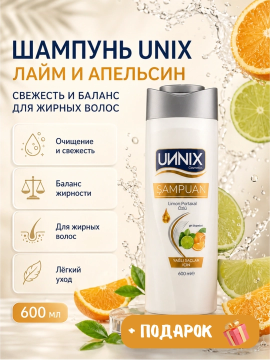 Шампунь-Cosmeyics,  для сухих, поврежденных, окрашенных, для роста, 600 мл, UИNIX - 