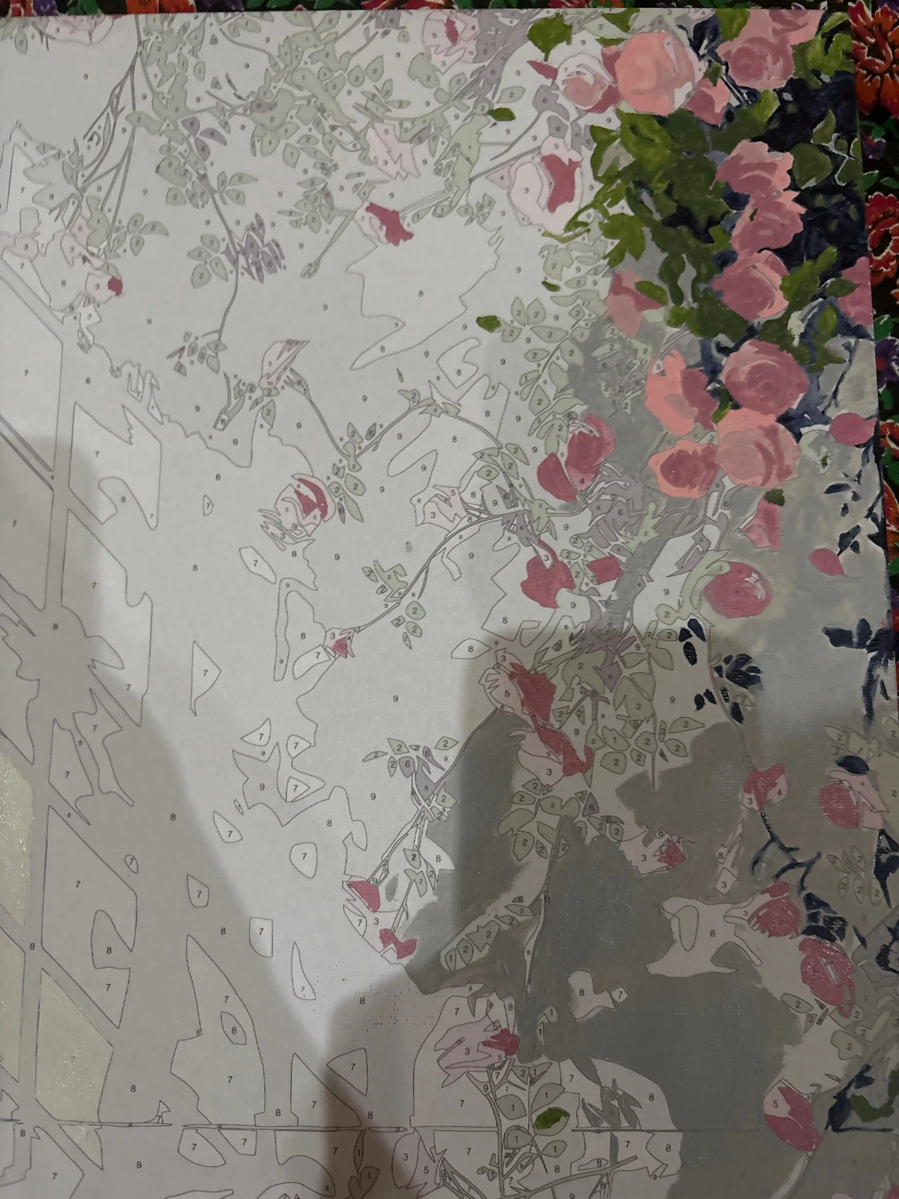 Raqamlar bo'yicha rasm "Tabiyat va Gullar", asosli ramkaga tortilgan, 30 * 40 sm