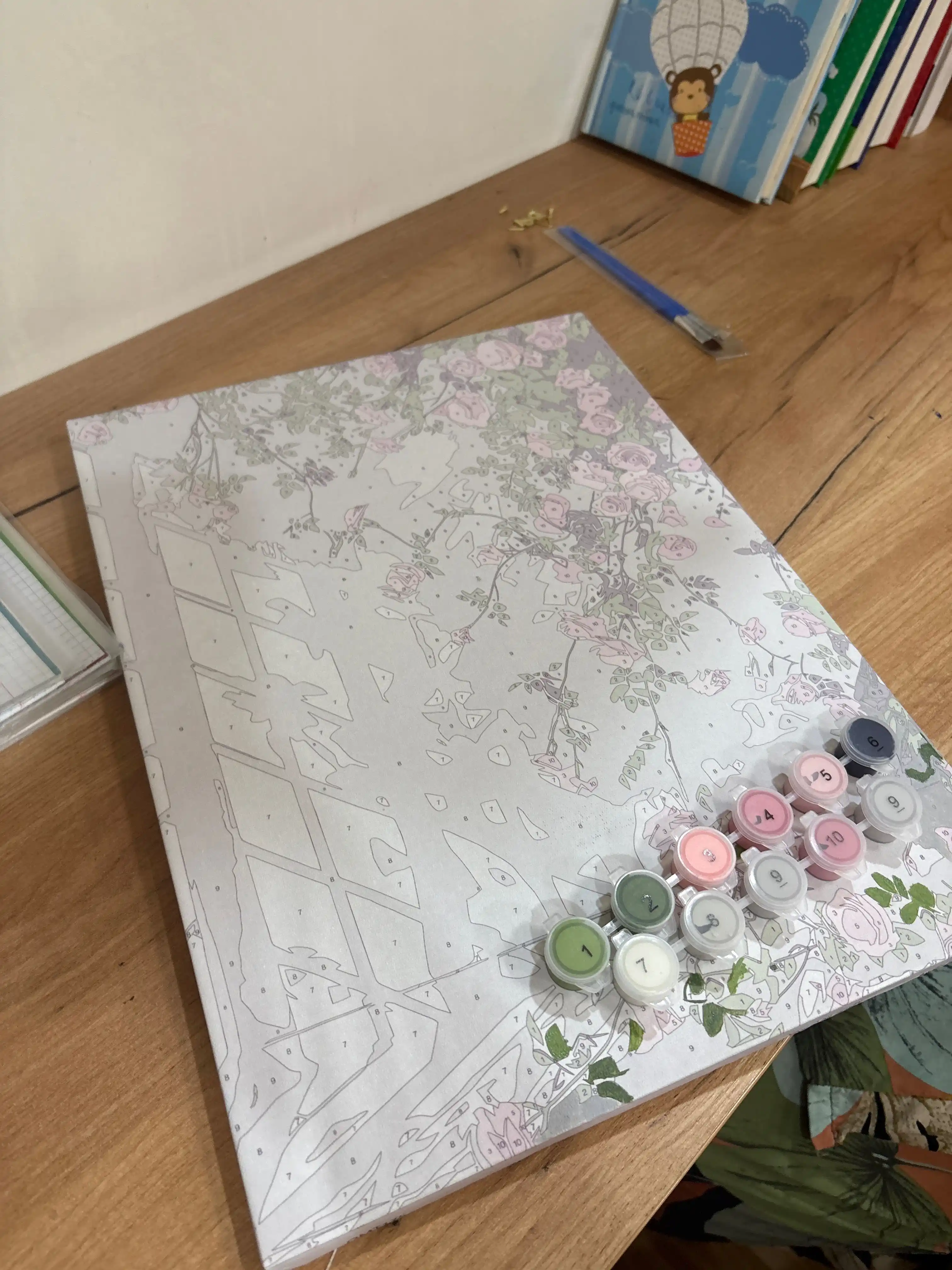 Raqamlar bo'yicha rasm "Tabiyat va Gullar", asosli ramkaga tortilgan, 30 * 40 sm